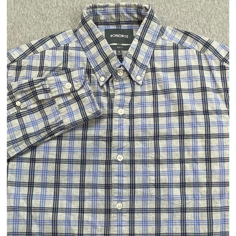 Bonobos Shirt Mens Medium Plaid 100% Cotton‎ Slim Fit Button Down